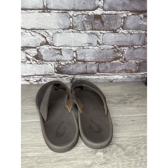 Olukai Ohana Flip Flops Womens Size 9 Brown Thong Slip On Comfort Logo - Picture 6 of 16